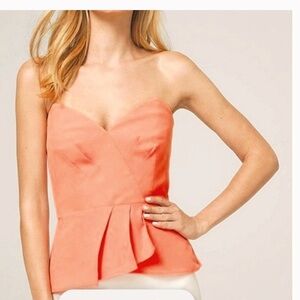 WHBM Coral Peplum Top Sz 2
